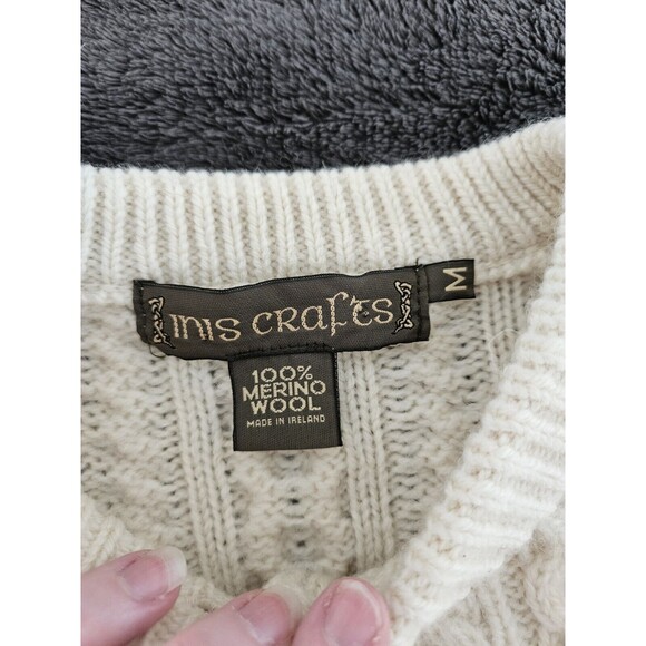 Inis Crafts Chunky Cable Knit Button Front Cardigan Sweater Women's M 100%... - Picture 6 of 10